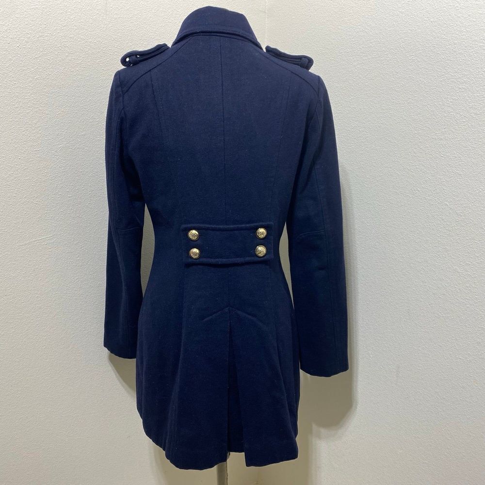 Tommy Hilfiger Women's Fitted Wool Blend Military Coat Midnight Blue SIZE 6 - Picture 8 of 12